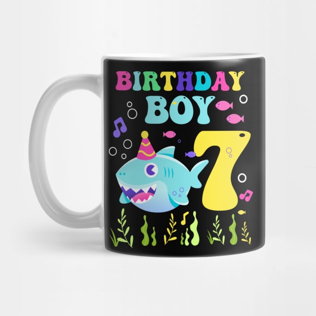 7th Birthday Boy Shark Tee 7th birthday Shark Gift 7 years old birthday boy Shark Birthday Boy Tee copy by inksplashcreations